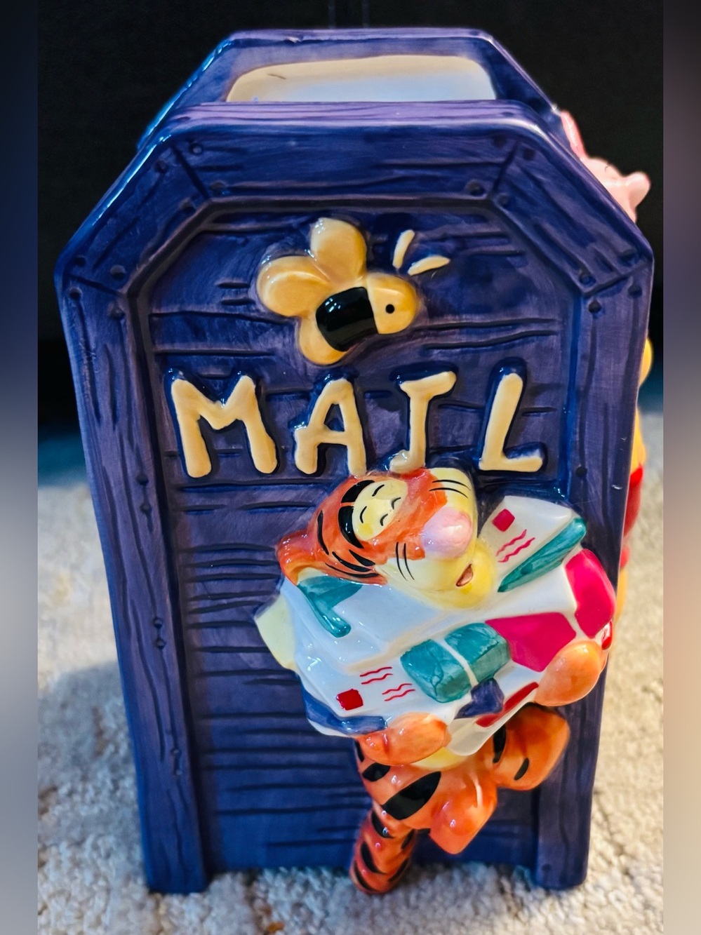 Vintage Disney FTD Winnie the Pooh Ceramic Mailbox Planter/Mail Holder